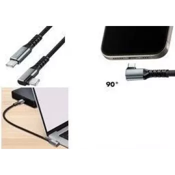 LogiLink USB 3.2 Gen 1 USB-C į USB-C laidas, 90° kampu, 2 m, juodas/pilkas, 5 Gbps, 60W PD, 4K vaizdo