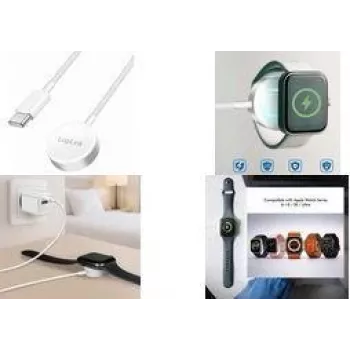 LogiLink PA0379 indukcinis įkrovimo laidas, skirtas Apple Watch, baltas, 1 m