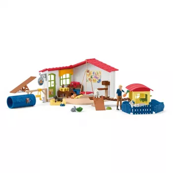 Schleich Farm World gyvūnų viešbučio žaidimų rinkinys su 5 gyvūnais ir aksesuarais