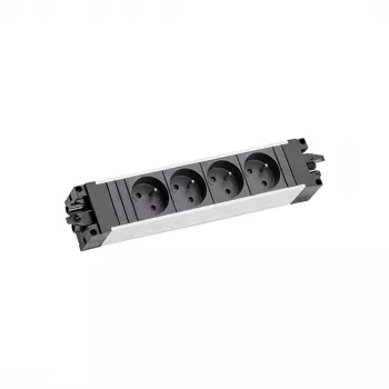 Bachmann STEP ALU 6x UTE GST18 France – 6 lizdų aliumininis ilgintuvas su GST18 įvadu, 230V/16A, 3680W, sidabrinis/juodas