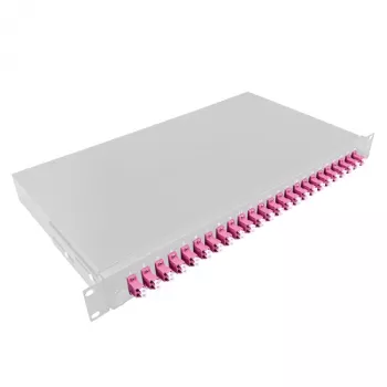 LogiLink F24LC4G 24 prievadų LC dvipusis šviesolaidžio skydelis, 1U 19 inch montuojamas į stelažą, pilkas plienas