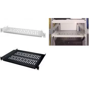 LogiLink 19 colio fiksuota lentyna 1U, 300 mm gylio, juoda RAL 9005, plieninė, max 15 kg