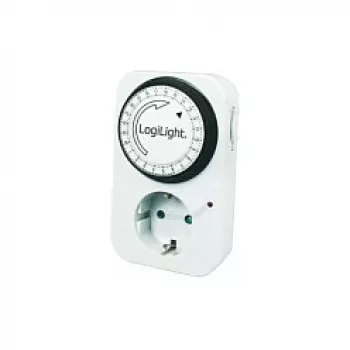 LogiLink mechaninis laikmatis ET0001, kasdienis programuojamas, 16A/3680W, 230V, F tipo Schuko, baltas