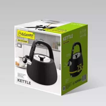 MEO Maestro virdulys ant viryklės 2,5 l matinės juodos spalvos nerūdijantis plienas su švilpuku MR-1318-BLACK