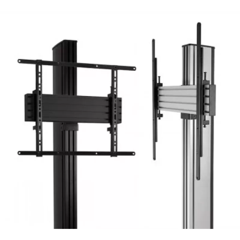 B-TECH AV SYSTEM X - Universalus dvigubas plokščiaekranis grindinis stovas (VESA 600 x 400) - 2,4 m, juodas