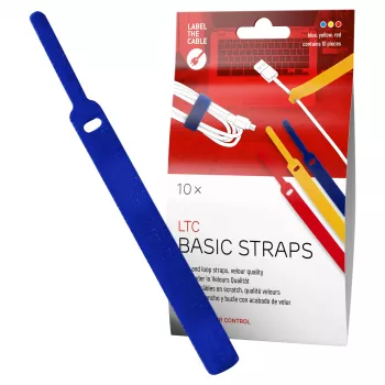 LABEL THE CABLE LTC BASIC STRAPS lipnūs kabelių raiščiai, 17 cm, 10 vnt., įvairiaspalviai (mėlyna, geltona, raudona)