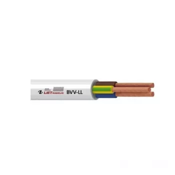 BVV-LL 2x1 mm² baltas PVC izoliuotas elektros kabelis, 50 m ritė