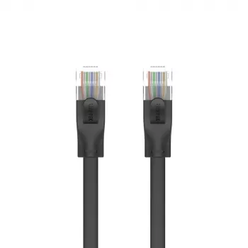 UNITEK Cat.6 UTP plokščias jungiamasis kabelis 10m juodas RJ45 Snagless Gigabit Ethernet