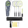 Dunlop Nitro 4 badmintono rinkinys - 4 grūdinto plieno raketės, 3 nailono volanai, nešiojimo krepšys