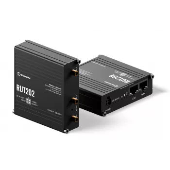 Teltonika Networks RUT202 4G LTE Wi-Fi maršrutizatorius, dviguba SIM, 2x Ethernet, DIN bėgelis/sieninis montavimas, aliuminis