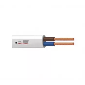H05VVH2-F 2x1 mm² baltas lankstus PVC plokščias dvigyslis kabelis 50m