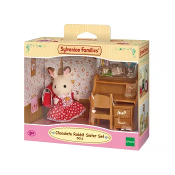 Sylvanian Families Chocolate Rabbit Sister rašomasis stalas su kėde