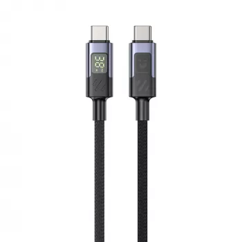 UNITEK USB-C į USB-C laidas su LED galios ekranu 60W PD 480Mbps 1m pintas juodas