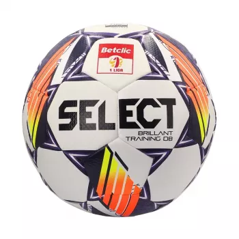 Select Brillant Training DB Betclic 1 League V24 futbolo kamuolys, 5 dydis, baltas oranžinis violetinis