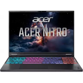 Acer Nitro 16 AN16-A91-R9ZL 16 colių QHD+ 240Hz žaidimų nešiojamasis kompiuteris - AMD Ryzen 9 9955HX3D, 32GB DDR5, 1TB SSD, NVIDIA GeForce RTX 5070 Ti 12GB, Windows 11 Home, Obsidian Black