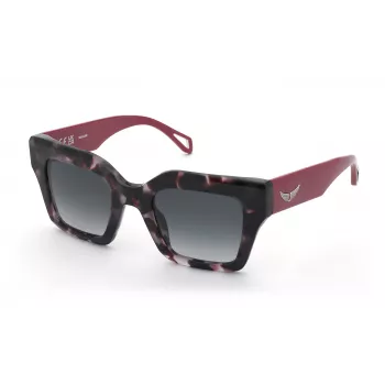 ZADIG & VOLTAIRE moteriški SZV457-5001GT kvadratiniai acetatiniai akiniai nuo saulės su pilkais gradientiniais lęšiais, 50/23/140 mm, UV400 apsauga