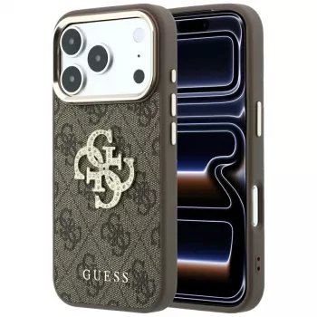 GUESS 4G & Big Strass Logo galinis dangtelis, skirtas Apple iPhone 17 Pro Max / 18 Pro Max - ruda