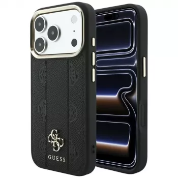 Guess Stripe Peony 4G Logo MagSafe dėklas, skirtas iPhone 18 Pro Max / 17 Pro Max - juoda