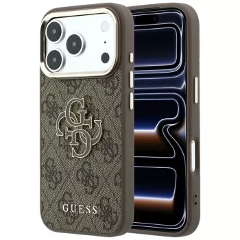 Guess 4G & Big Resin Logo dėklas, skirtas iPhone 17 Pro Max / 18 Pro Max - ruda