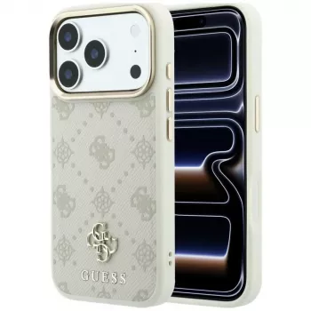Guess Peony 4G Small Logo MagSafe dėklas, skirtas iPhone 18 Pro / 17 Pro - smėlio spalvos