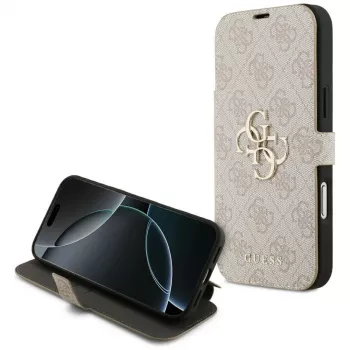 GUESS Book 4G Metal Logo Folio dėklas, skirtas iPhone 18 Pro Max / 17 Pro Max - rožinė