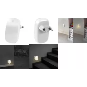 LogiLink LED naktinės šviesos lizdas su prieblandos jutikliu, ovalus, šiltai baltas, 230V, 16A, baltas
