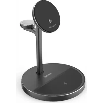 Hama 3-in-1 Qi2 belaidė įkrovimo stotelė, 15W, juoda