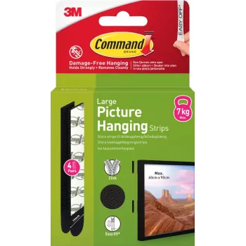 3M Command lipnios juostelės didelės, 4 vnt., juodos (7100337186)