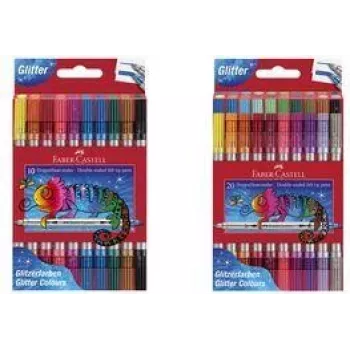 Faber-Castell blizgantys dvipusiai žymekliai, 20 vnt. su plačiu ir plonu antgaliu (3-5 mm / 1 mm), plaunami - 151108