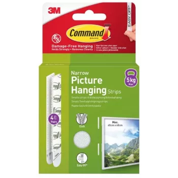 3M Command lipnios juostelės siauros, 4 vnt., baltos (7100337191)