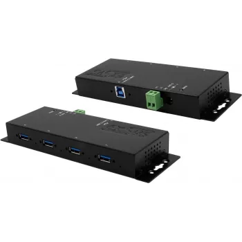 EXSYS EX-1184HMVS-2 4 prievadų USB 3.2 Gen 1 aliuminio šakotuvas su maitinimo adapteriu