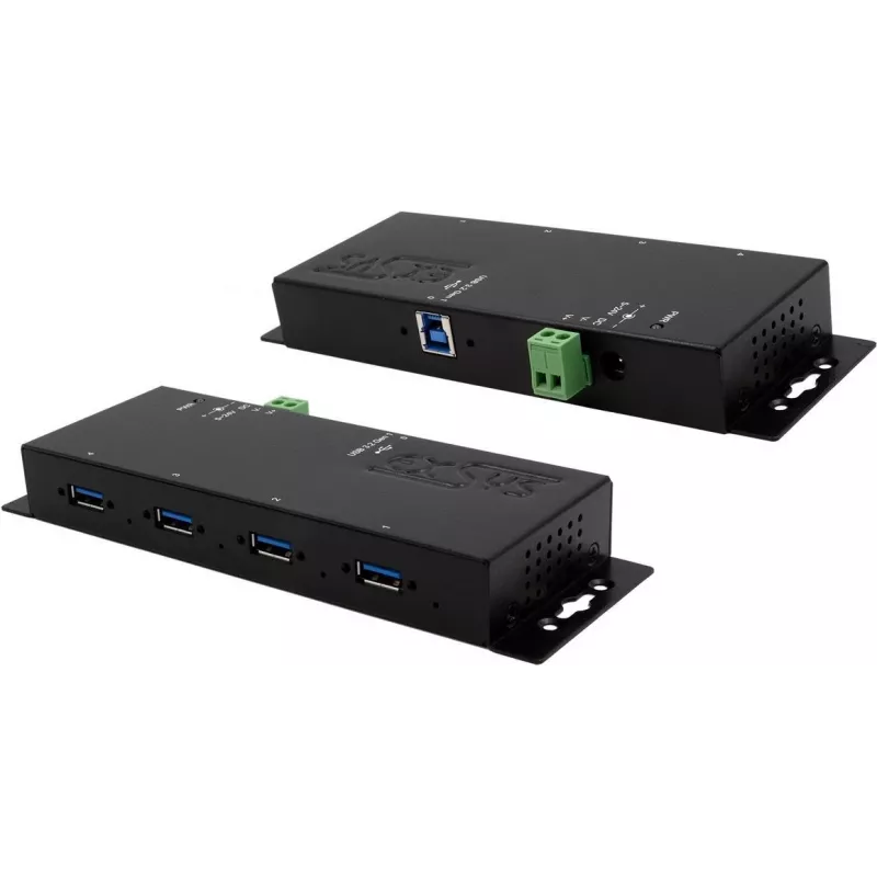 EXSYS EX-1184HMVS-2 4 prievadų USB 3.2 Gen 1 aliuminio šakotuvas su maitinimo adapteriu