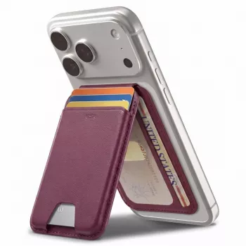 ESR Classic RFID magnetinė piniginė su stovu, MagSafe, tamsiai bordo spalvos