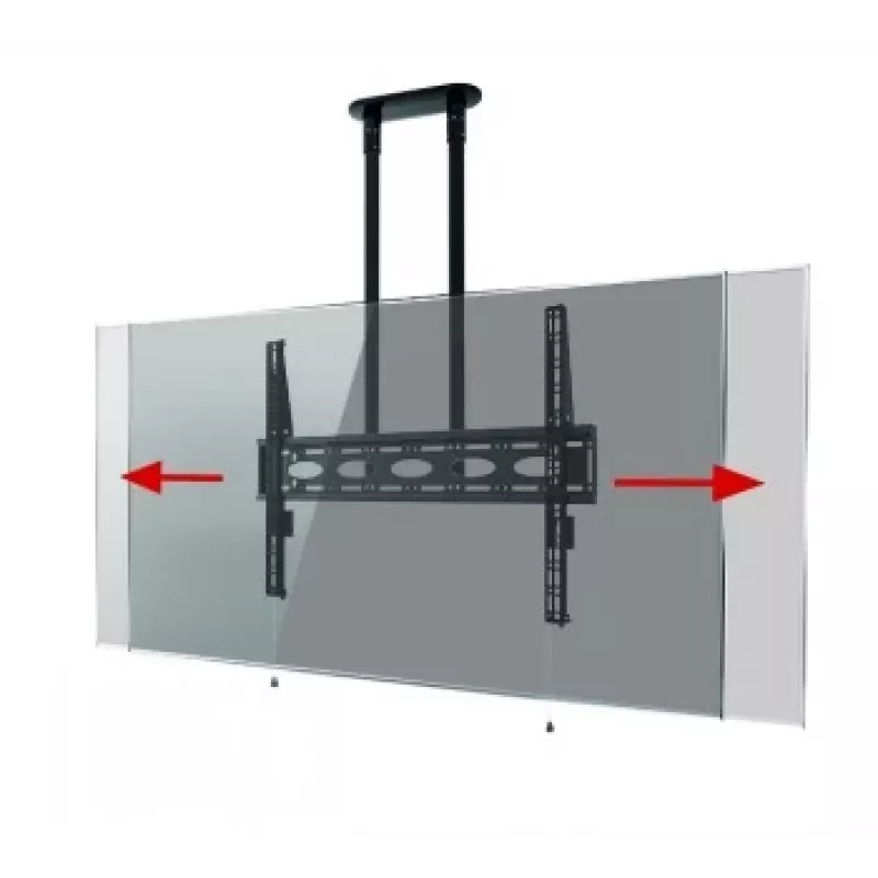 B-TECH AV BT8448-150/BB itin didelės universalios plokščiaekranės lubų tvirtinimo detalės su 1,5 m Ø50 mm strypu, VESA iki 1100x700, 130 kg, juodos spalvos