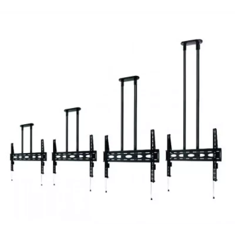 B-TECH AV BT8448-150/BB itin didelės universalios plokščiaekranės lubų tvirtinimo detalės su 1,5 m Ø50 mm strypu, VESA iki 1100x700, 130 kg, juodos spalvos