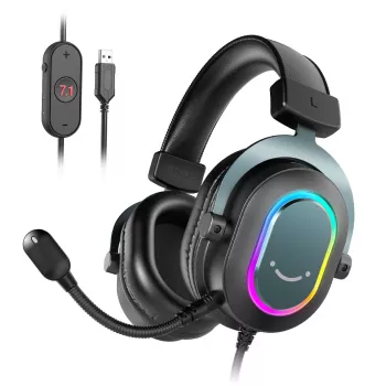 FIFINE H6 AmpliGame RGB 7.1 erdvinio garso ausinės su nuimamu mikrofonu, juodos