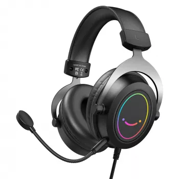 FIFINE H3 AmpliGame RGB laidinis ausinių su mikrofono atjungimu, 50 mm tvarkyklės, USB-A, juoda