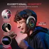 FIFINE H3 AmpliGame RGB laidinis ausinių su mikrofono atjungimu, 50 mm tvarkyklės, USB-A, juoda