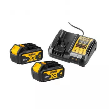 DEWALT DCB1104 18V XR 4A įkroviklis su 2x 4.0Ah Li-Ion baterijų rinkiniu