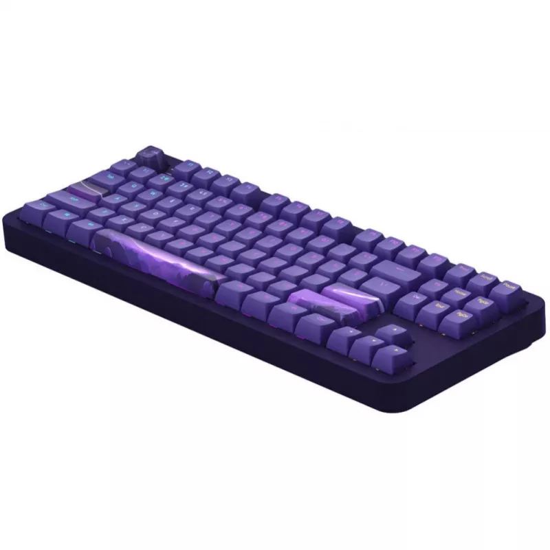 ALU87B Celestial 87 klavišų garsą izoliuojanti mechaninė klaviatūra su G3MS Voidstone linijiniais jungikliais, trijų režimų ryšiu, RGB apšvietimu kiekvienam klavišui, PBT klavišų dangteliais, CNC aliuminio korpusu