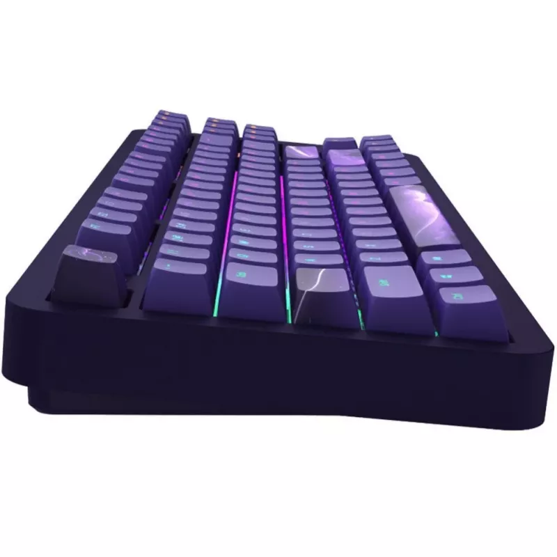 ALU87B Celestial 87 klavišų garsą izoliuojanti mechaninė klaviatūra su G3MS Voidstone linijiniais jungikliais, trijų režimų ryšiu, RGB apšvietimu kiekvienam klavišui, PBT klavišų dangteliais, CNC aliuminio korpusu