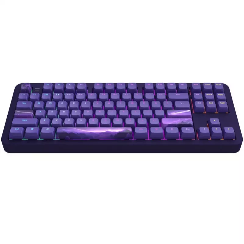 ALU87B Celestial 87 klavišų garsą izoliuojanti mechaninė klaviatūra su G3MS Voidstone linijiniais jungikliais, trijų režimų ryšiu, RGB apšvietimu kiekvienam klavišui, PBT klavišų dangteliais, CNC aliuminio korpusu