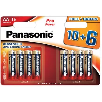 Panasonic Alkaline Power AA baterija 16 vnt. (10+6 premija) LR6 1,5V