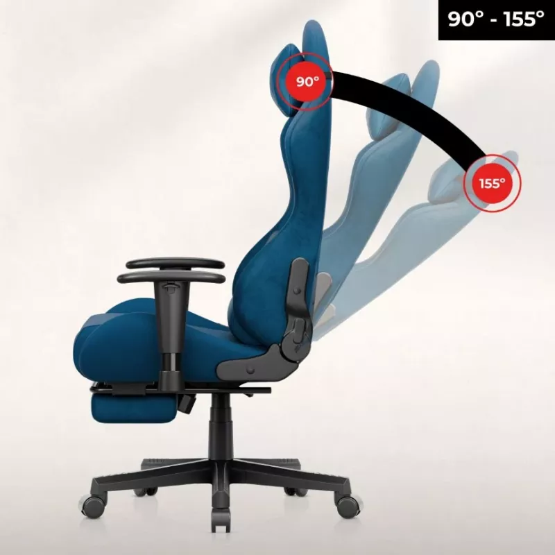 Huzaro Force 5.7 Blue ergonomiška žaidimų kėdė - PU oda, reguliuojami porankiai, atlošo atlenkimas, juosmens ir kaklo pagalvėlės