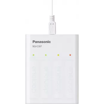 Panasonic eneloop BQ-CC87USB įkroviklis su 4 x 1900 mAh baterijomis (K-KJ87MCC40USB)