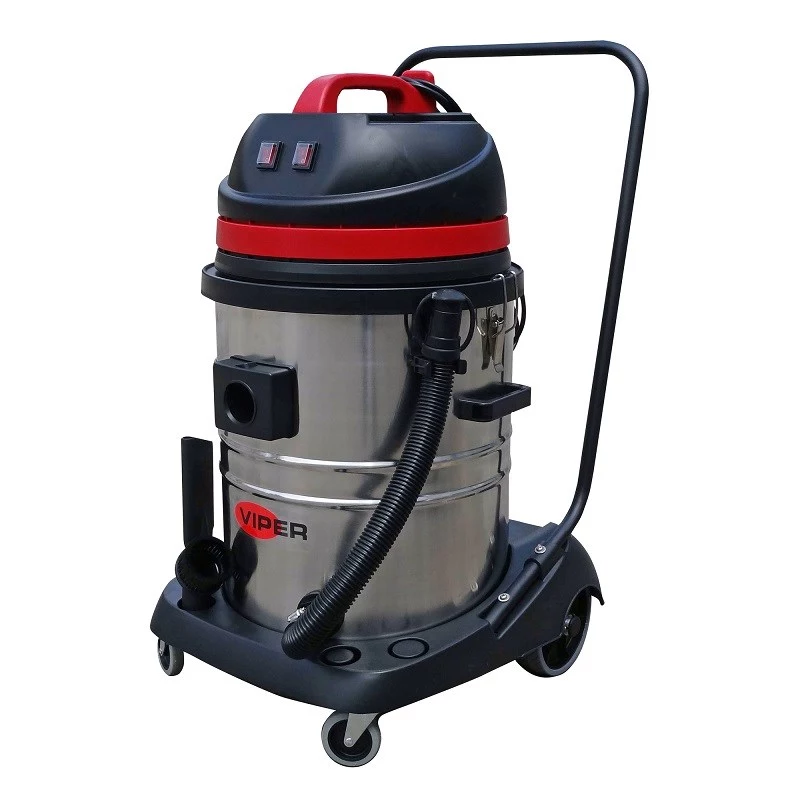 VIPER LSU255 profesionalus šlapio/sauso valymo dulkių siurblys, dvigubi 1000W varikliai, 55L polietileno bakas, 38mm žarna, vežimėlis