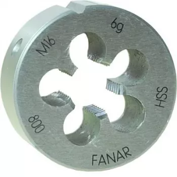 FANAR DIE M20x1 HSS800F apvalus sriegimo įtvaras, metrinis M20 x 1,0 mm, greitapjovis plienas, dešinysis, 6g