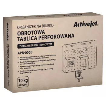 Activejet APB-006B besisukantis perforuotas stalo organizatorius su vertikaliu dokumentų laikikliu, juodas