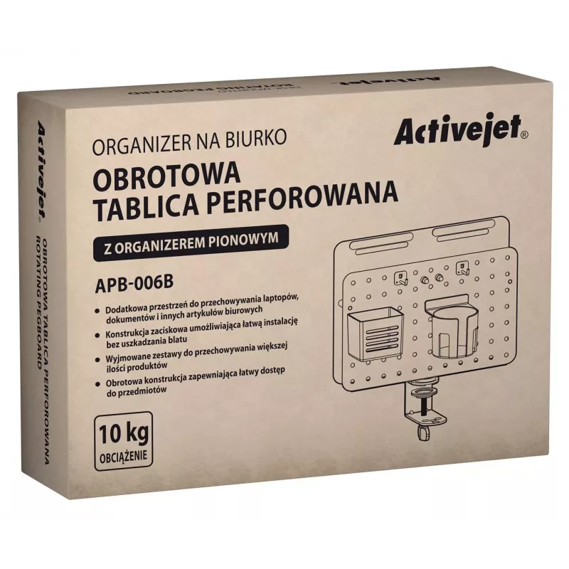 Activejet APB-006B besisukantis perforuotas stalo organizatorius su vertikaliu dokumentų laikikliu, juodas