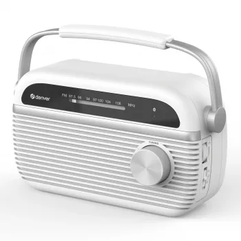 Denver TRB-67W DAB+ FM radijo laikrodis baltas su dvigubu žadintuvu ir baterijos parinktimi